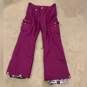 Roxy purple wine snow snowboard ski insulated flare pant size large